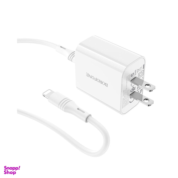 شارژر دیواری گوشی موبایل بروفون مدل BA57 به همراه کابل Type-C به Lightning