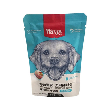 پوچ سگ ونپی با طعم مرغ و تاندون گاو وزن 80 گرم