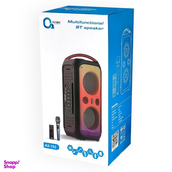 اسپیکر پارتی باکس بلوتوثی قابل حمل اکسیژن مدل AX-102 به همراه میکروفون و ریموت کنترل
