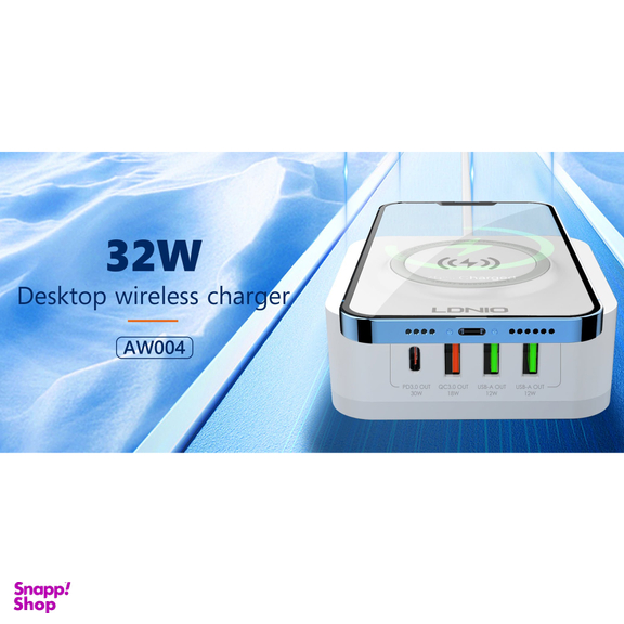 شارژر رومیزی بی سیم 32W الدینیو مدل AW004