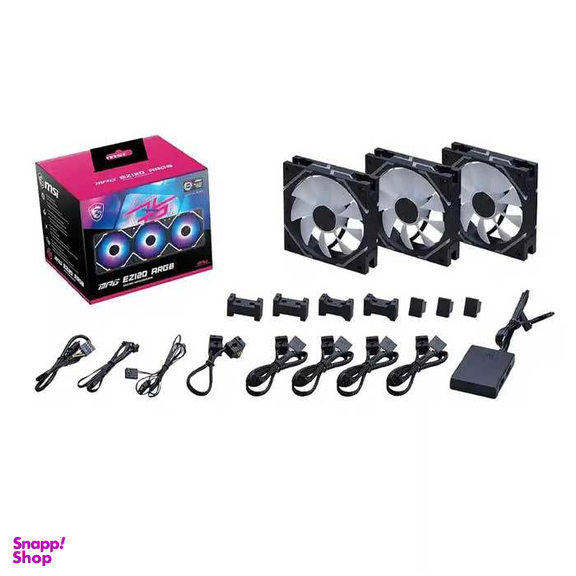 فن خنک کننده کیس مخصوص بازی ام اس آی مدل MPG EZ120 ARGB Black بسته 3 عددی