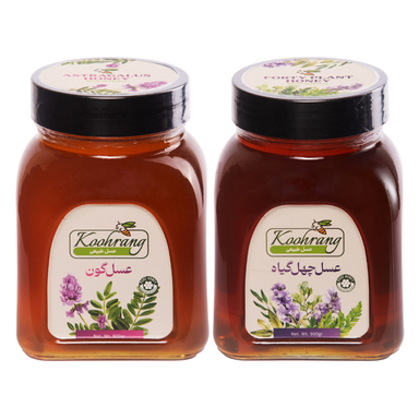 عسل طبیعی چهل گیاه و گون رویال کندو کوهرنگ وزن 900 گرم بسته 2 عددی