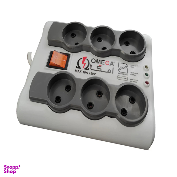 محافظ ولتاژ و چندراهی برق امگا مدل P6000 مجموعه 2 عددی