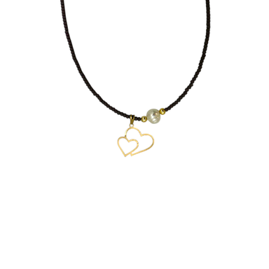 گردنبند طلا 18 عیار زنانه پانسی طرح دو قلب مینیمال کد nem39