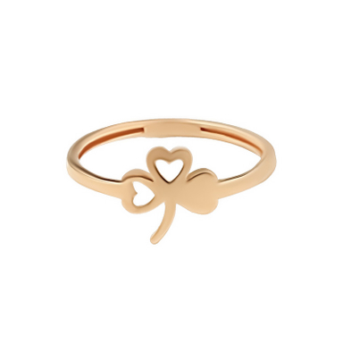 انگشتر طلا 18 عیار زنانه طلاجات مدل مینیمال شبدر سه برگ سایز 50