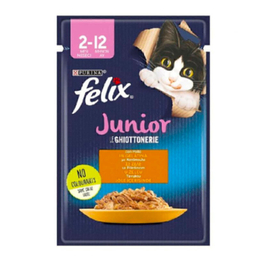 پوچ بچه گربه فلیکس مدل Junior With Chicken وزن 85 گرم