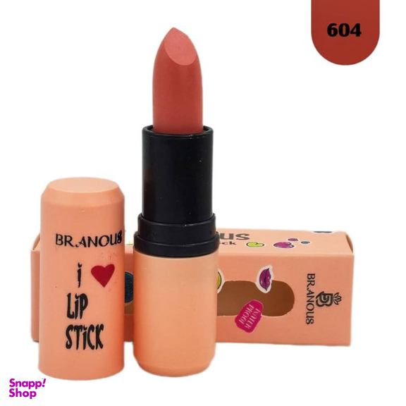 رژ لب جامد مات برانوس مدل Long Lasting شماره 604 رنگ قرمز