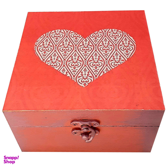 جعبه هدیه چوبی مدل فانتزی طرح دل کد SB15