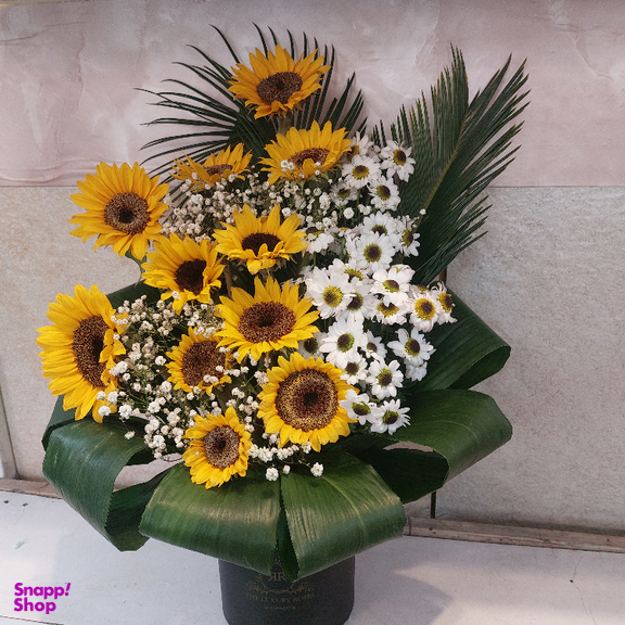 باکس گل طبیعی مدل آفتابگردان و داودی کد 3000