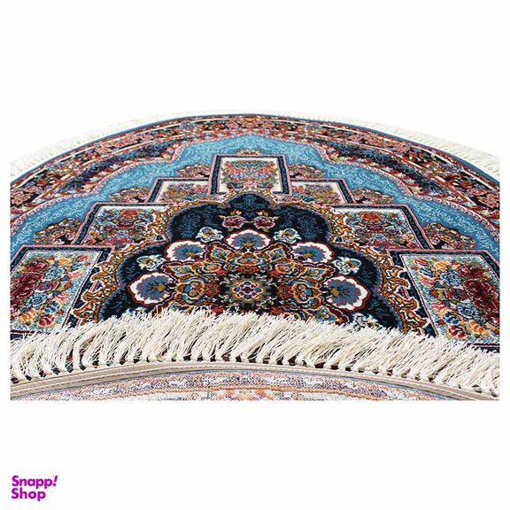 فرش ماشینی مدل بیضی طرح ناردون رنگ آبی