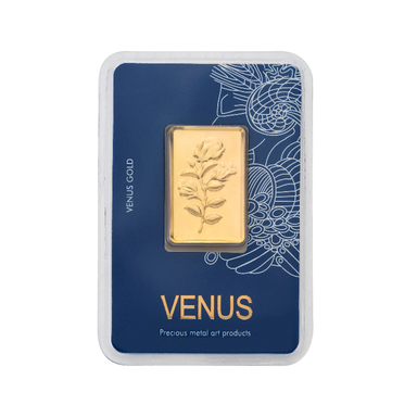 شمش طلا 18 عیار ونوس مدل نیک شمش طرح گل رز