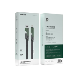 کابل شارژ Type-C/USB به Type-C/Lightning گرین لاین مدل Braided طول 1.2 متر