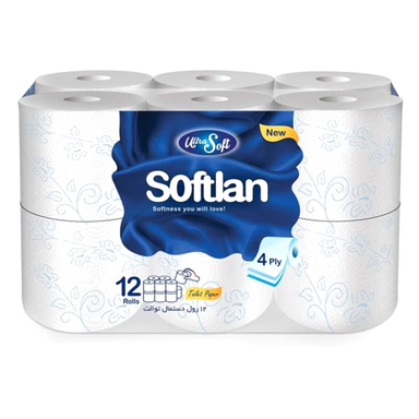دستمال توالت سافتلن بسته 12 عددی