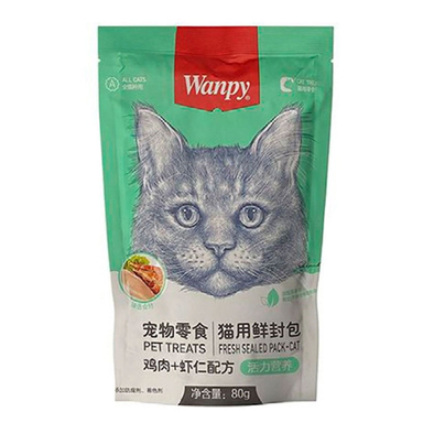 پوچ گربه ونپی مدل مرغ و میگو وزن 80 گرم