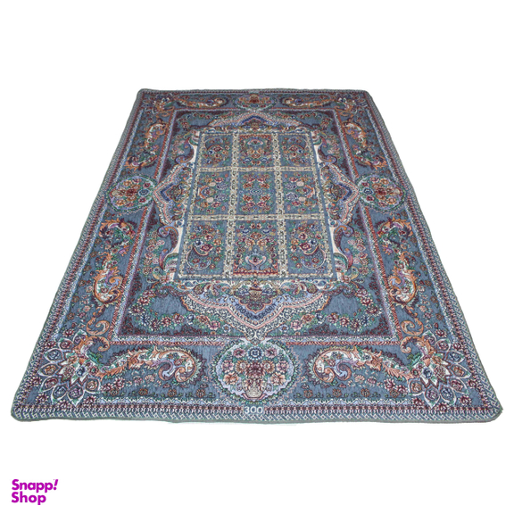 روفرشی مخمل طرح خشتی زمینه طوسی