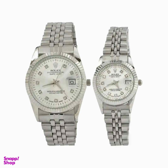 ست ساعت مچی عقربه ای زنانه و مردانه طرح رولکس مدل Date Just کد SW