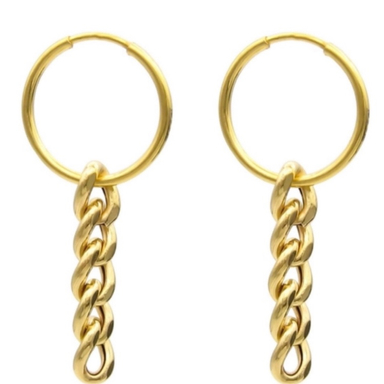 گوشواره طلا 18 عیار زنانه مدل حلقه ای آویز کارتیه