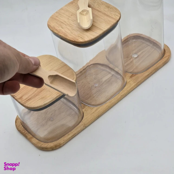 بانکه آریاسام مدل باریستا چوبی مجموعه 3 عددی به همراه استند
