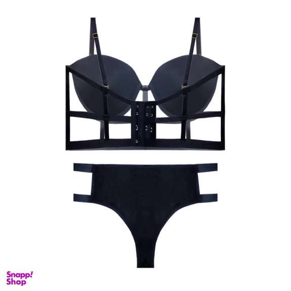 ست شورت و سوتین مدل دکلته طرح بندی کد 27 رنگ مشکی