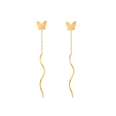 گوشواره طلا 18 عیار زنانه طرح پروانه کد 00280