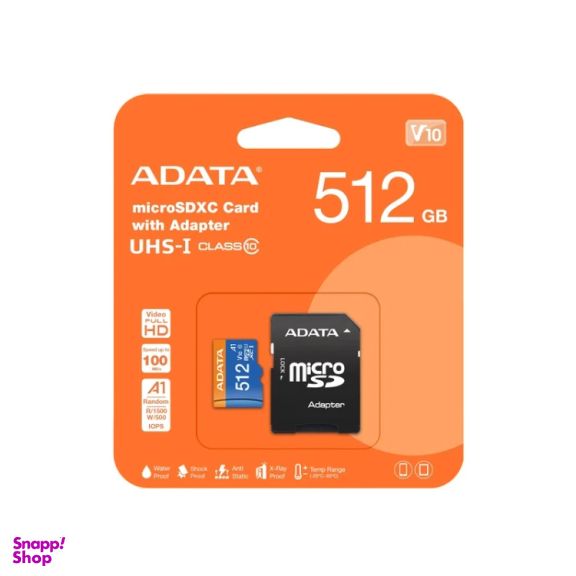کارت حافظه‌ MicroSDXC ای دیتا مدل Premier کلاس 10 استاندارد UHS-I U1 سرعت 85 MBps ظرفیت 512 گیگابایت به همراه آداپتور