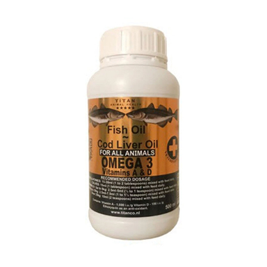 روغن ماهی درمان ریزش مو سگ و گربه تیتان مدل امگا 3 حجم 500 میلی لیتر