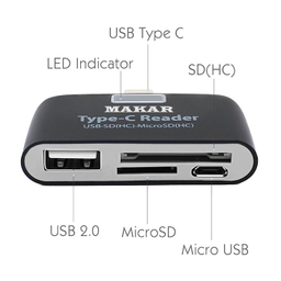 کارت‌ خوان Type-C ماکار مدل M6in1 USB 3.1 با سرعت 10Gbps