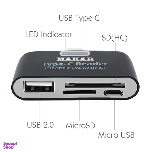 کارت‌ خوان Type-C ماکار مدل M6in1 USB 3.1 با سرعت 10Gbps