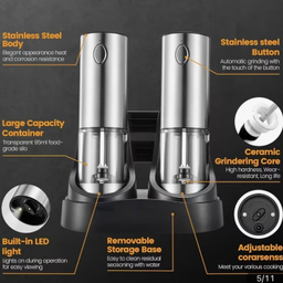 فلفل ساب و نمک ساب شارژی مدل HN139256 ست 2 عددی