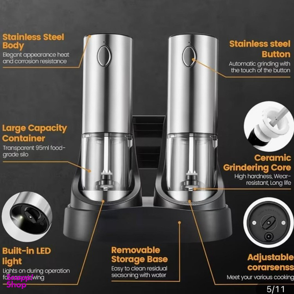 فلفل ساب و نمک ساب شارژی مدل HN139256 ست 2 عددی