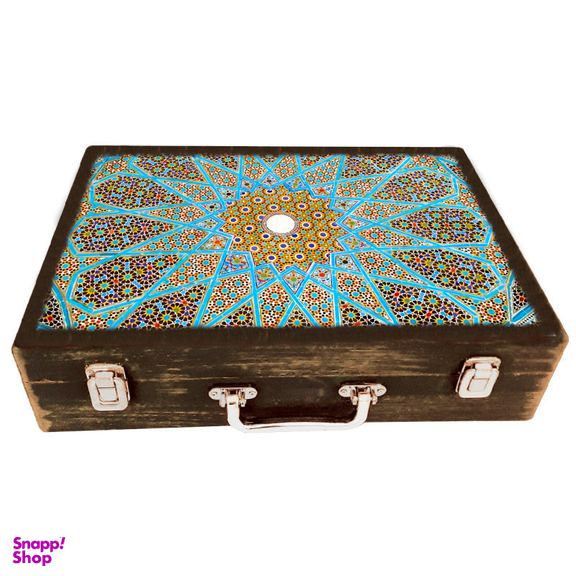 جعبه هدیه مدل چمدان چوبی طرح کاشی سنتی کد WSL583