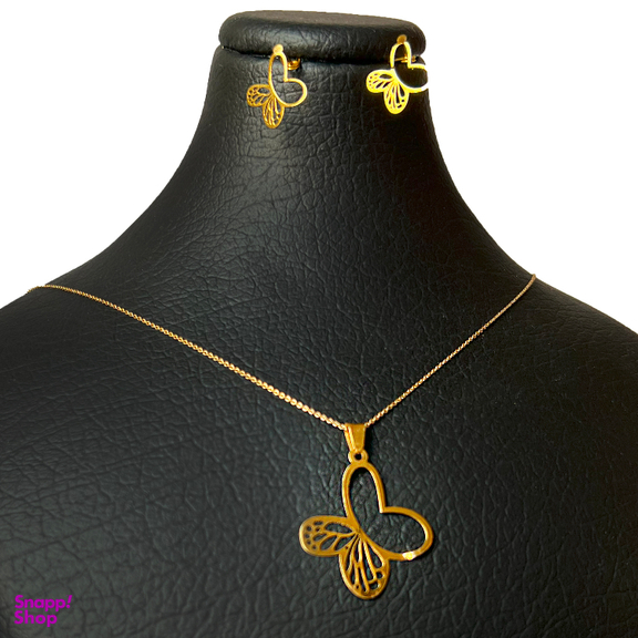 نیم ست طلا 18 عیار زنانه مدل پروانه