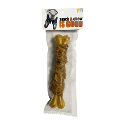 تشویقی سگ شهرپت مدل ایزگود استخوان دورپیچ سیرابی وزن 130 گرم
