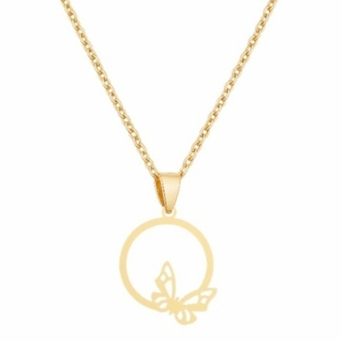 گردنبند طلا 18 عیار زنانه پانسی طرح پروانه و دایره کد MG124