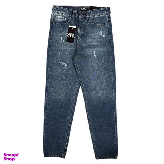 شلوار مام فیت مردانه طرح ZARA کد 1598 رنگ آبی تیره