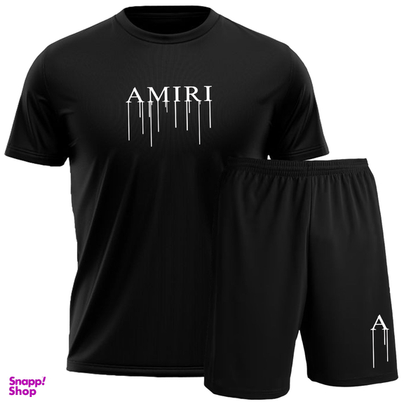 ست تیشرت و شلوارک اسپرت مردانه آلفامد کد TSH003 رنگ مشکی