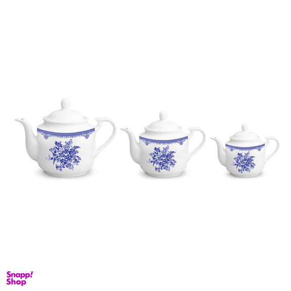 قوری چینی زرین ایران مدل استوانه فلورانس درجه عالی مجموعه 3 عددی