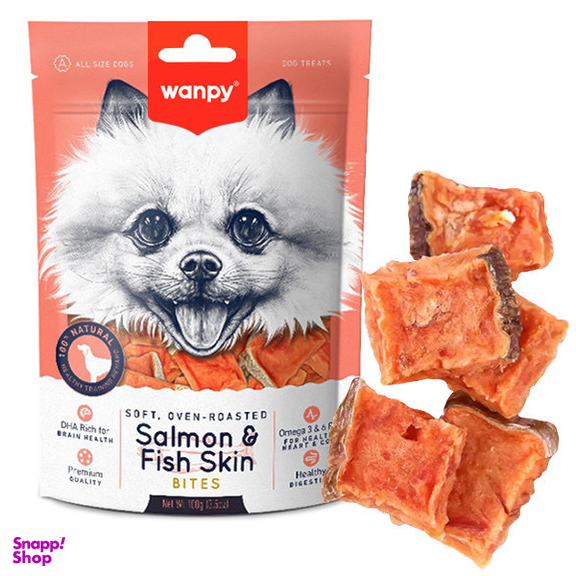 تشویقی سگ ونپی مدل Salmon & Fish Skin Bites وزن 100 گرم