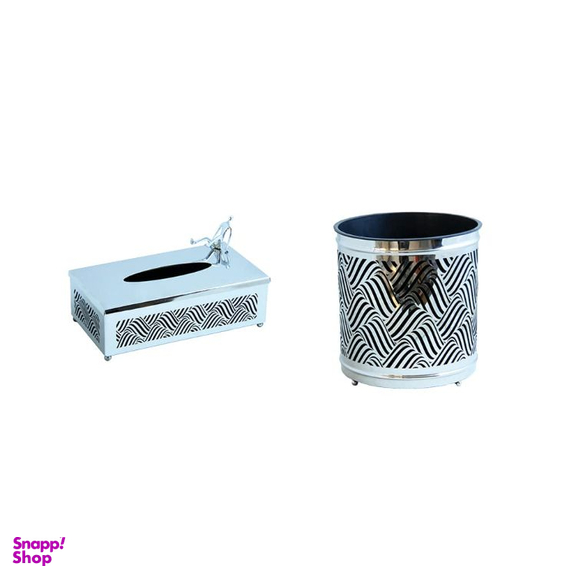 ست سطل و جای دستمال کاغذی سالینو مدل موج دار آدمک کد SS-9005390055