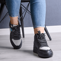 کفش ساق دار زنانه مدل تدی کد 1143 رنگ مشکی طوسی