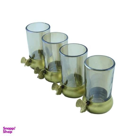 استکان و انگاره سالینو مدل کپ برنجی پروانه کد BP-5081