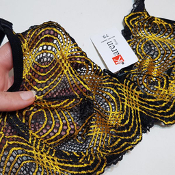 ست شورت و سوتین زنانه کارنا رز مدل فنردار گیپور هندسی کد 4874-2038-2 رنگ زرد