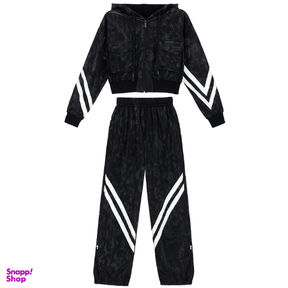 ست سویشرت و شلوار زنانه مدل دو خط کد D130045 رنگ مشکی