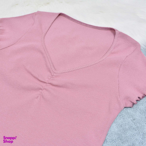 کراپ تیشرت آستین کوتاه زنانه دل آویز مدل H342