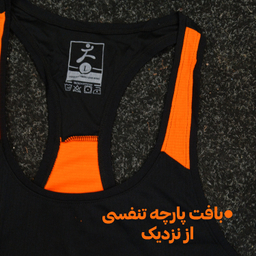 ست تاپ و شلوارک و اسکارف ورزشی مردانه کد 1604 رنگ مشکی نارنجی