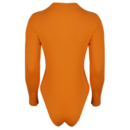 بادی آستین بلند زنانه دکسونری مدل 256004606 طرح رخ رنگ نارنجی