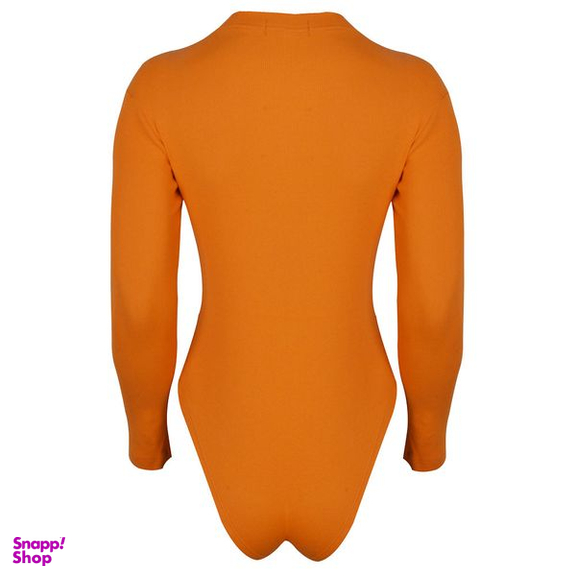 بادی آستین بلند زنانه دکسونری مدل 256004606 طرح رخ رنگ نارنجی