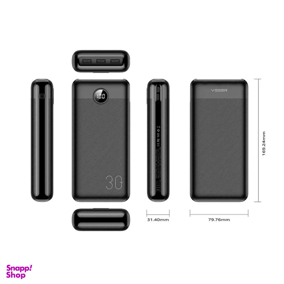 پاوربانک 20 وات وگر مدل W3008PD ظرفیت 30000 میلی آمپر