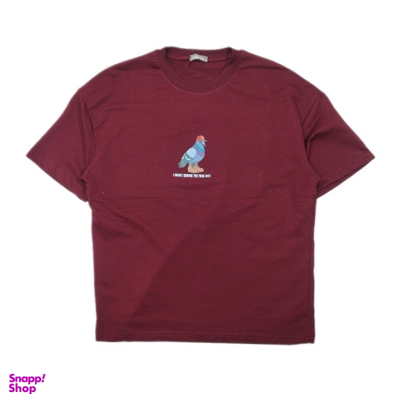 تیشرت مردانه طرح کبوتر کد KARGADAN MW43 رنگ قرمز تیره