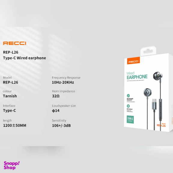 هندزفری باسیم رسی مدل Rep-L26 Type-C طول 1.2 متر